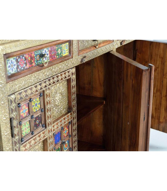 APARADOR MADERA MANGO APLICACIONES BRONCE MDMHOGAR