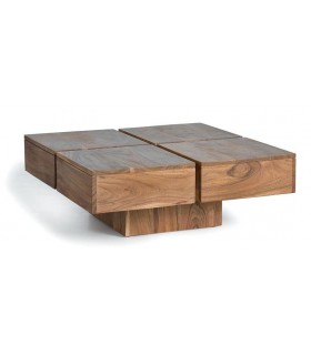 MESA DE CENTRO CUADRADA MADERA MACIZA DE ACACIA NATURAL