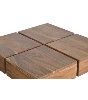 MESA DE CENTRO CUADRADA MADERA MACIZA DE ACACIA NATURAL
