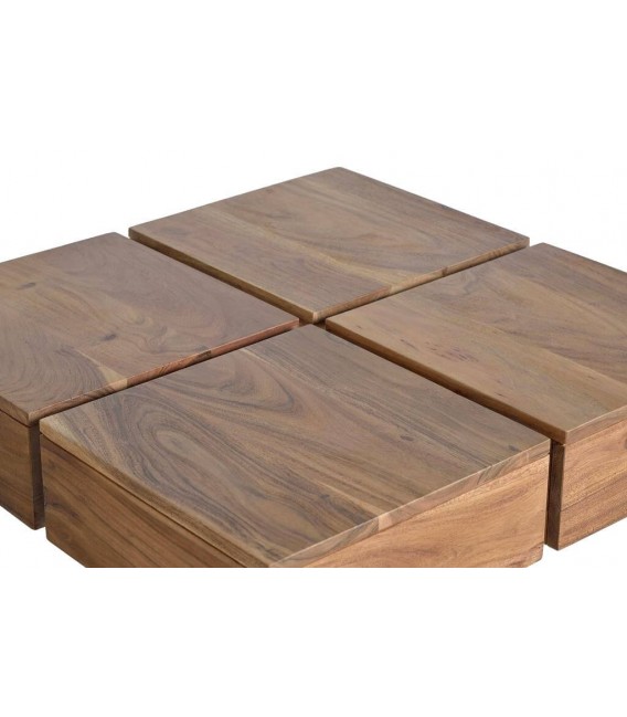 MESA DE CENTRO CUADRADA MADERA MACIZA DE ACACIA NATURAL