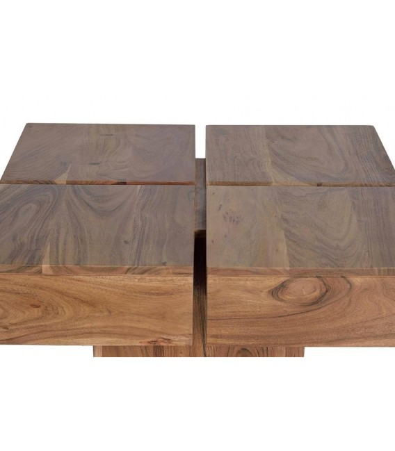 MESA DE CENTRO CUADRADA MADERA MACIZA DE ACACIA NATURAL