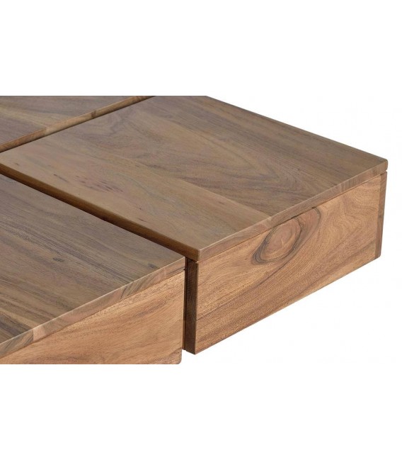 MESA DE CENTRO CUADRADA MADERA MACIZA DE ACACIA NATURAL