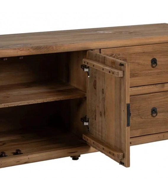 APARADOR MADERA DE PINO RECICLADA METAL NEGRO MDMHOGAR