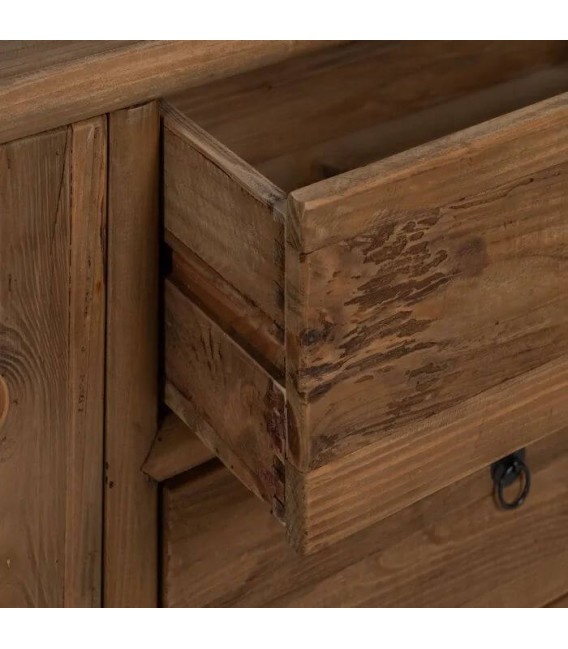 APARADOR MADERA DE PINO RECICLADA METAL NEGRO MDMHOGAR