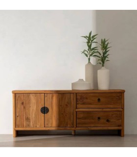 APARADOR MADERA DE PINO RECICLADA METAL NEGRO MDMHOGAR