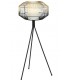 LAMPARA DE PIE METAL DORADO Y NEGRO TEXTIL BLANCO MDMHOGAR