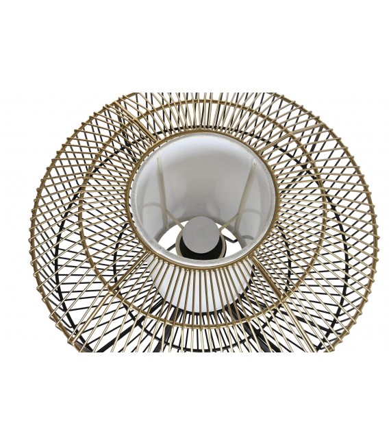 LAMPARA DE PIE METAL DORADO Y NEGRO TEXTIL BLANCO MDMHOGAR
