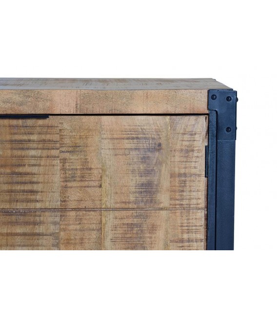 APARADOR 3 CAJONES 2 PUERTAS MADERA DE MANGO NATURAL METAL NEGRO