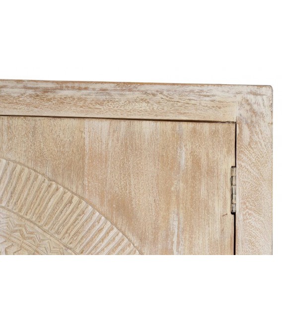 ARMARIO 1ALACENA MADERA NATURAL TALLADA METAL NEGRO