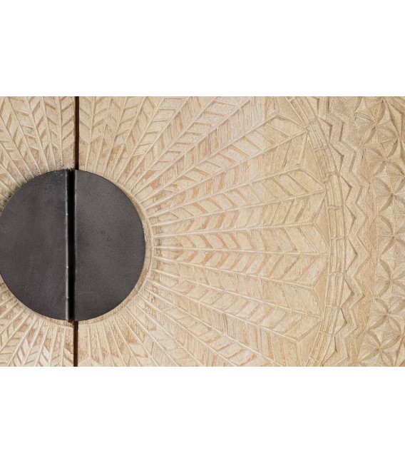 ARMARIO 1ALACENA MADERA NATURAL TALLADA METAL NEGRO