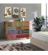 COMODA GRANDE MULTI CAJONES MADERA MANGO DETALLES PINTADOS A MANO