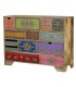 COMODA GRANDE MULTI CAJONES MADERA MANGO DETALLES PINTADOS A MANO