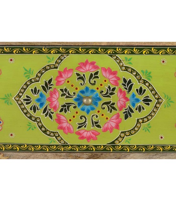 COMODA GRANDE MULTI CAJONES MADERA MANGO DETALLES PINTADOS A MANO