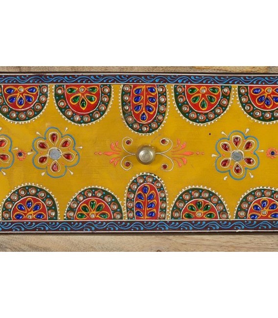 COMODA 120 X 40 X 90 ARAPEA MADERA MANGO DETALLES PINTADOS A MANO