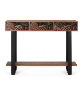 CONSOLA MADERA MACIZA DE ACACIA NATURAL METAL MDMHOGAR