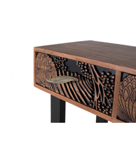 CONSOLA MADERA MACIZA DE ACACIA NATURAL METAL MDMHOGAR