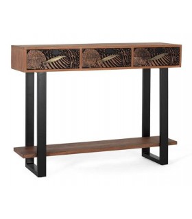 CONSOLA MADERA MACIZA DE ACACIA NATURAL METAL MDMHOGAR
