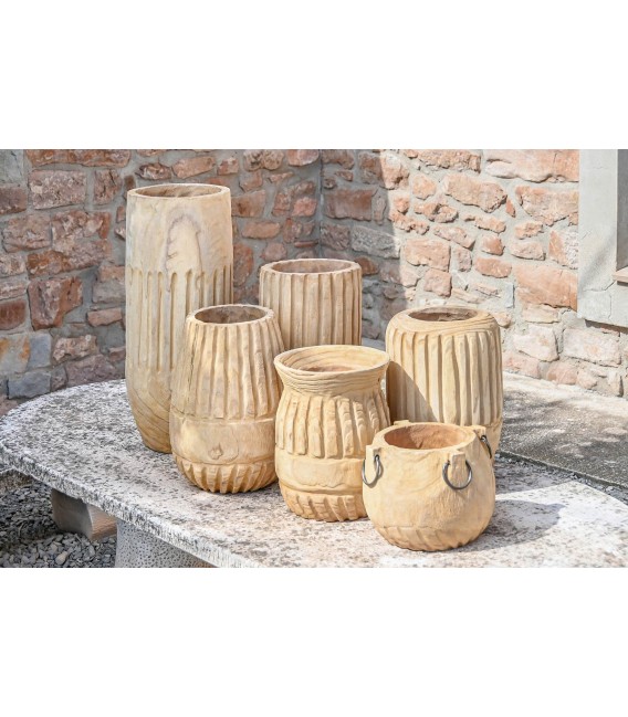 MACETERO TRONCO DE MADERA PAULONIA TALLADA NATURAL