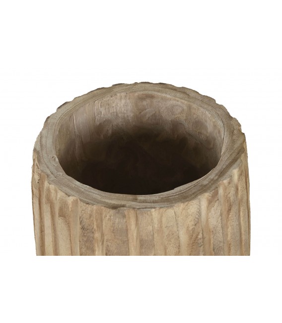 MACETERO TRONCO DE MADERA PAULONIA TALLADA NATURAL