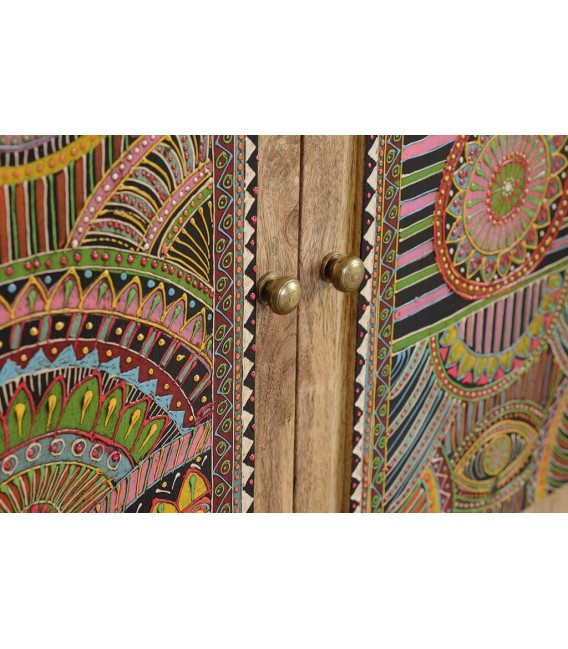 TAQUILLON 2 PUERTAS MADERA DE MANGO ARTESANAL DECORADA A MANO