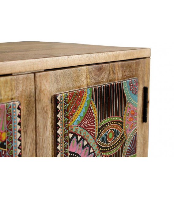 TAQUILLON 2 PUERTAS MADERA DE MANGO ARTESANAL DECORADA A MANO