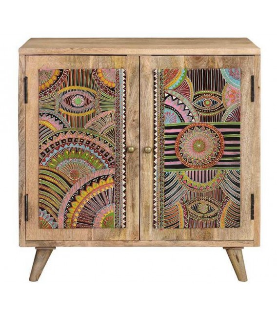 TAQUILLON 2 PUERTAS MADERA DE MANGO ARTESANAL DECORADA A MANO