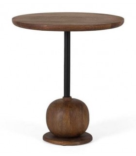 MESITA AUXILIAR 45 Ø X 50 CROMA MADERA DE MANGO Y METAL