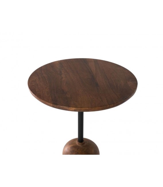 MESITA AUXILIAR 45 Ø X 50 CROMA MADERA DE MANGO Y METAL