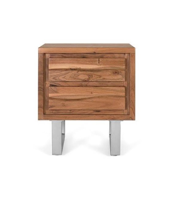 MESITA DE NOCHE MADERA DE ACACIA Y METAL MDMHOGAR