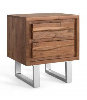 MESITA DE NOCHE MADERA DE ACACIA Y METAL MDMHOGAR