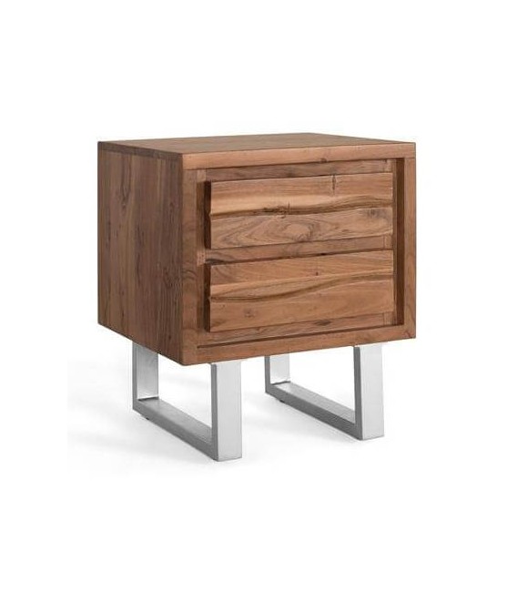 MESITA DE NOCHE MADERA DE ACACIA Y METAL MDMHOGAR