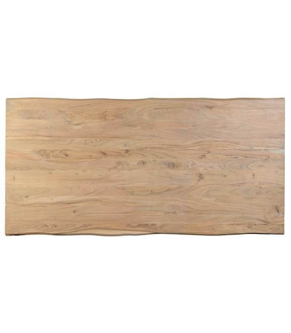 MESA DE COMEDOR RECTANGULAR PEQUEÑA MADERA ACACIA METAL NEGRO