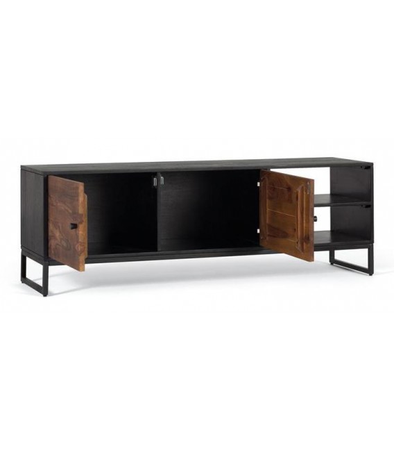 MUEBLE DE TV MADERA DE MANGO Y PALISARNO METAL MDMHOGAR
