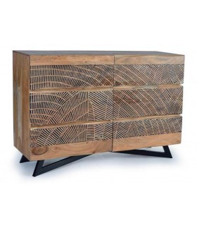 COMODA MADERA DE ACACIA Y METAL MDMHOGAR