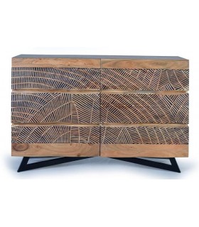 COMODA MADERA DE ACACIA Y METAL MDMHOGAR