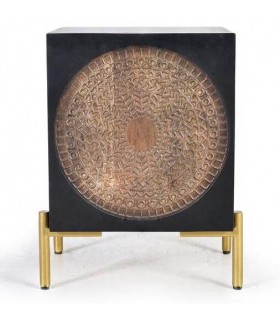 MESITA DE NOCHE MADERA DE MANGO Y METAL MDMHOGAR