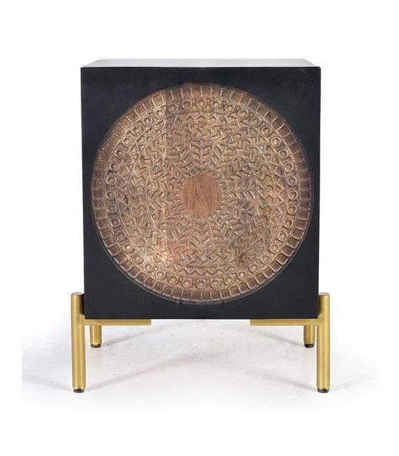 MESITA DE NOCHE MADERA DE MANGO Y METAL MDMHOGAR