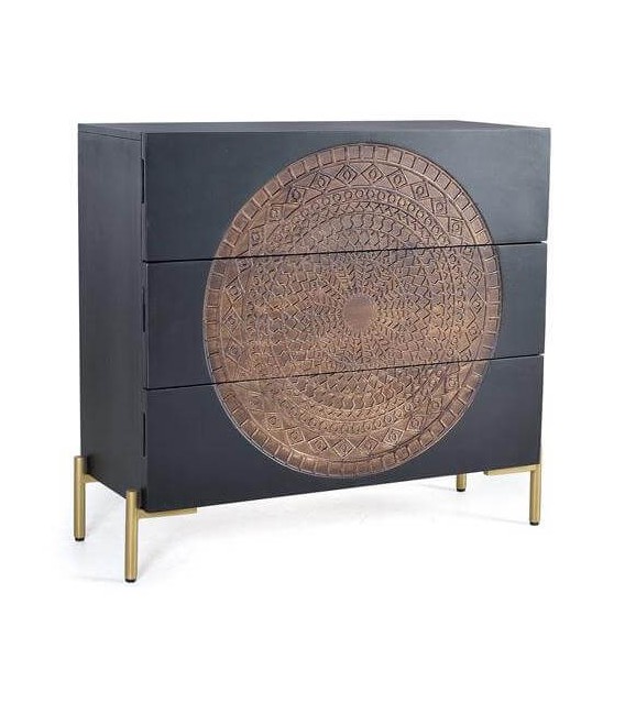 COMODA MADERA DE MANGO Y METAL MDMHOGAR