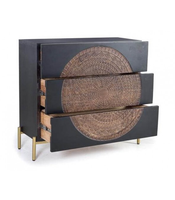 COMODA MADERA DE MANGO Y METAL MDMHOGAR