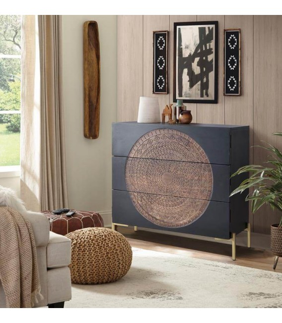 COMODA MADERA DE MANGO Y METAL MDMHOGAR