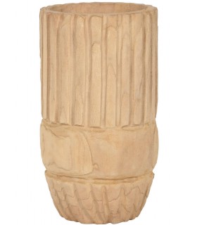 MACETERO MADERA PAULONIA TALLADA NATURAL MDMHOGAR