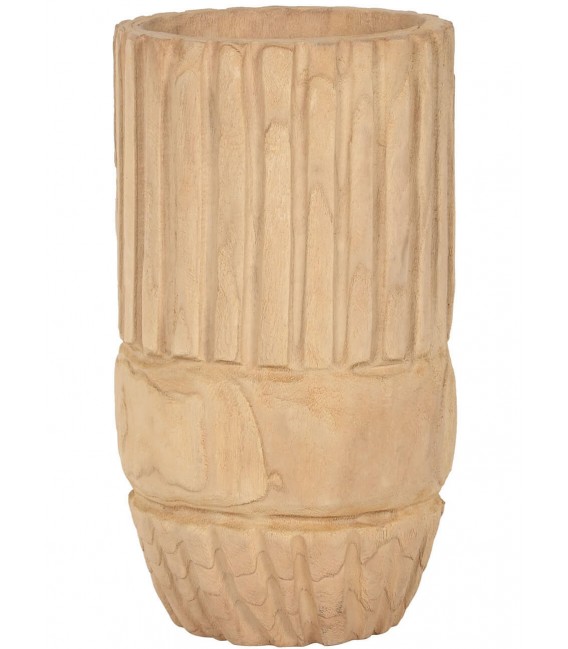 MACETERO MADERA PAULONIA TALLADA NATURAL MDMHOGAR