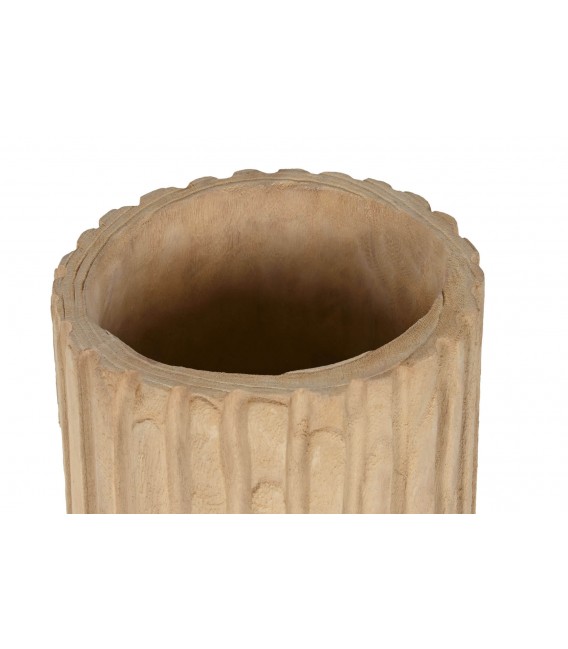 MACETERO MADERA PAULONIA TALLADA NATURAL MDMHOGAR