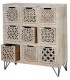 COMODA 9 CAJONES MADERA MANGO TALLADA LAVADA EN BLANCO MDMHOGAR