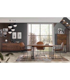 MESA DE COMEDOR MADERA DE PALISANDRO Y METAL MDMHOGAR
