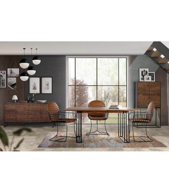 MESA DE COMEDOR MADERA DE PALISANDRO Y METAL MDMHOGAR