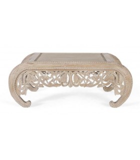 MESA DE CENTRO MADERA DE MANGO MACIZA NATURAL MDMHOGAR