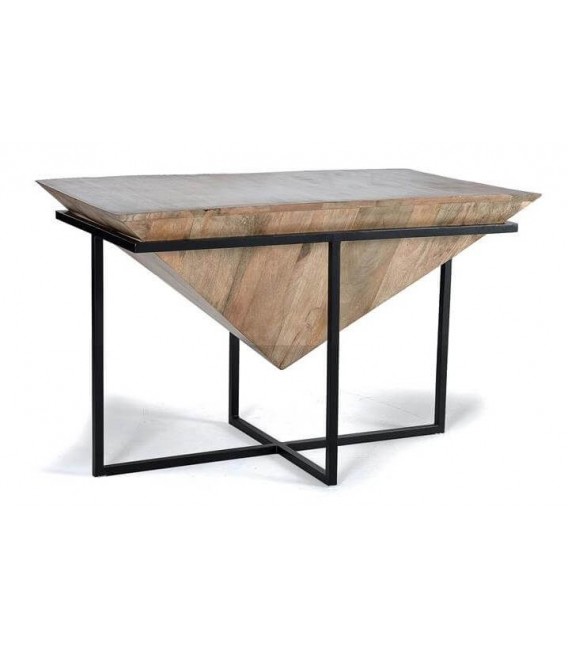 MESA DE CENTRO MADERA DE MANGO Y METAL MDMHOGAR
