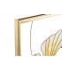 CUADRO TRIPTICO GiNKGO BILOBA METAL DORADO CRISTAL ROSA Y DORADO