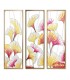 CUADRO TRIPTICO GiNKGO BILOBA METAL DORADO CRISTAL ROSA Y DORADO